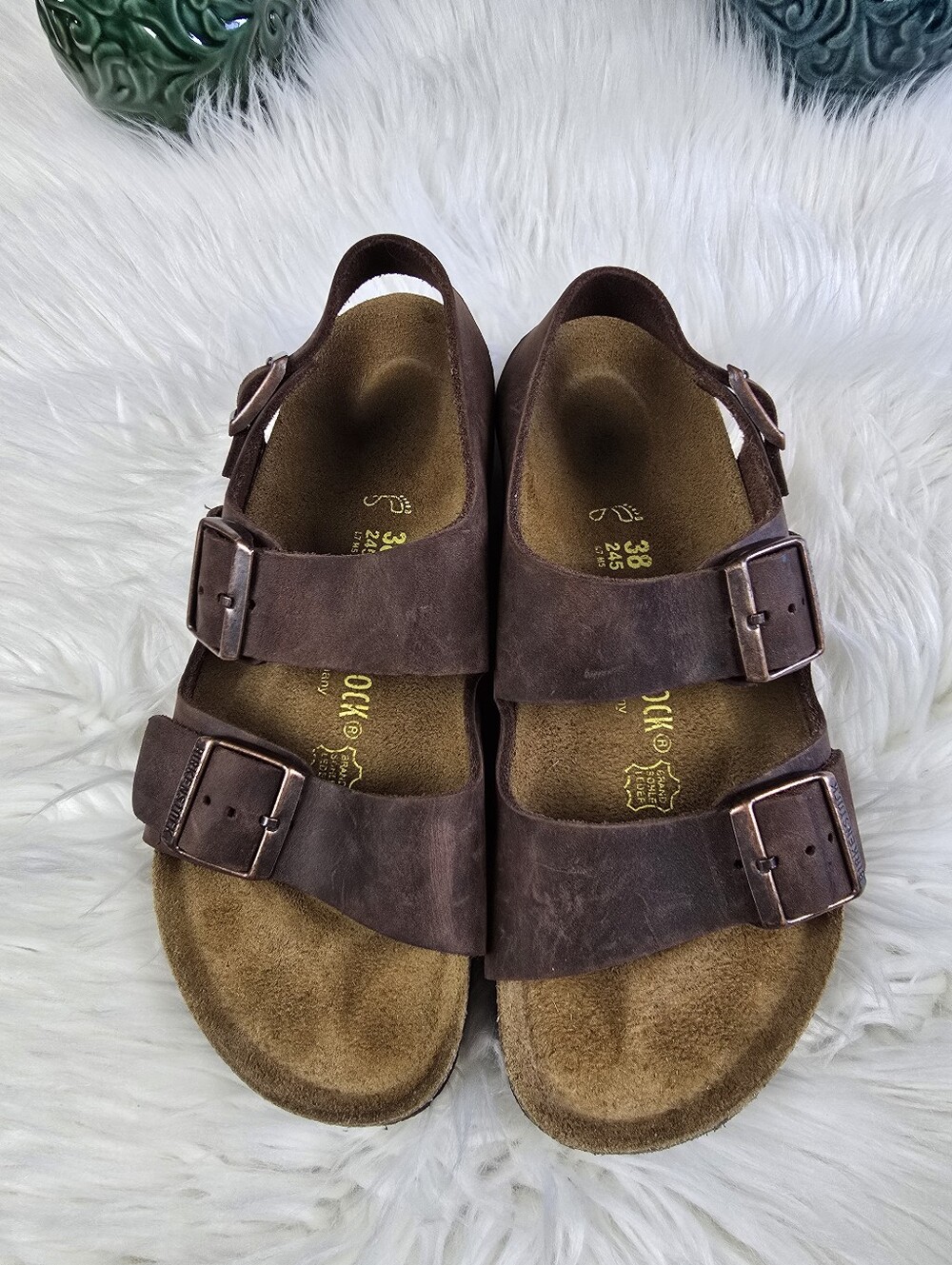 Birkenstock Milano Oiled Leather Sandals Size 38 - Picture 11 of 14
